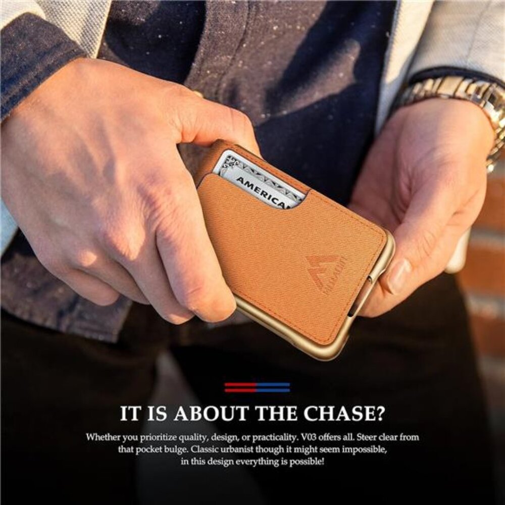 Tactical Bifold Wallets for Men Saffiano Orange & Gold - Picture 5 of 6